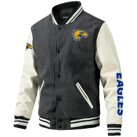West Coast Eagles AFL Exclusive Logo Leather Baseball Jacket Sleeves HOAFL310525BBJ01WCE