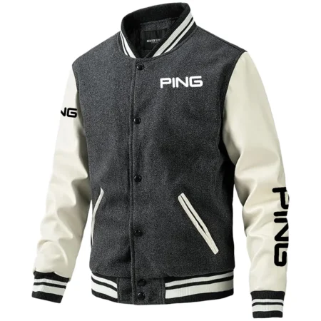 Ping Exclusive Logo Leather Baseball Jacket Sleeves Golf HOGF300525BB01PI