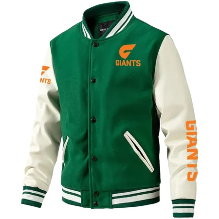 GWS Giants AFL Exclusive Logo Leather Baseball Jacket Sleeves HOAFL310525BBJ01GWS