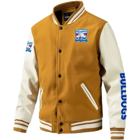 Western Bulldogs AFL Exclusive Logo Leather Baseball Jacket Sleeves HOAFL310525BBJ01WB