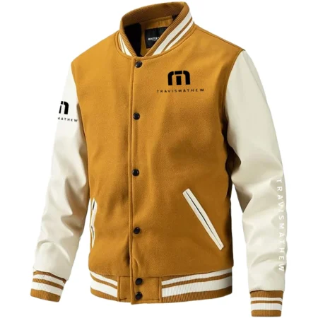 TravisMathew Exclusive Logo Leather Baseball Jacket Sleeves Golf HOGF300525BB01TRM