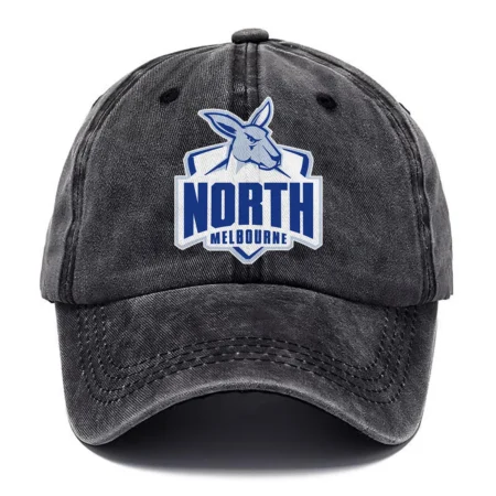 North Melbourne Kangaroos AFL Exclusive Logo Washed Cotton Baseball Cap - Printed With Box HOAFL100525BC01NMFC