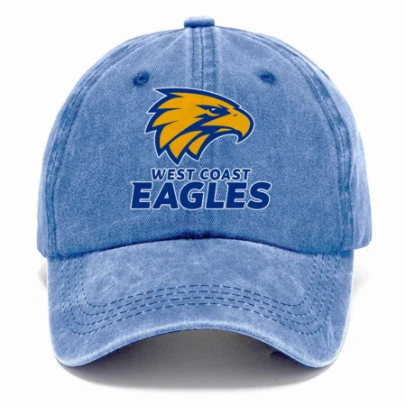West Coast Eagles AFL Exclusive Logo Washed Cotton Baseball Cap - Printed With Box HOAFL100525BC01WCE
