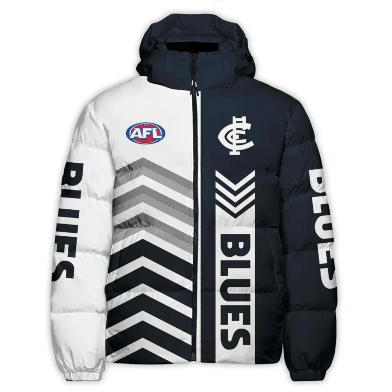 Carlton Blues Australian Football League Exclusive Logo Down & Puffer Jackets All Over Prints HOAFL230525DPJ01CARL