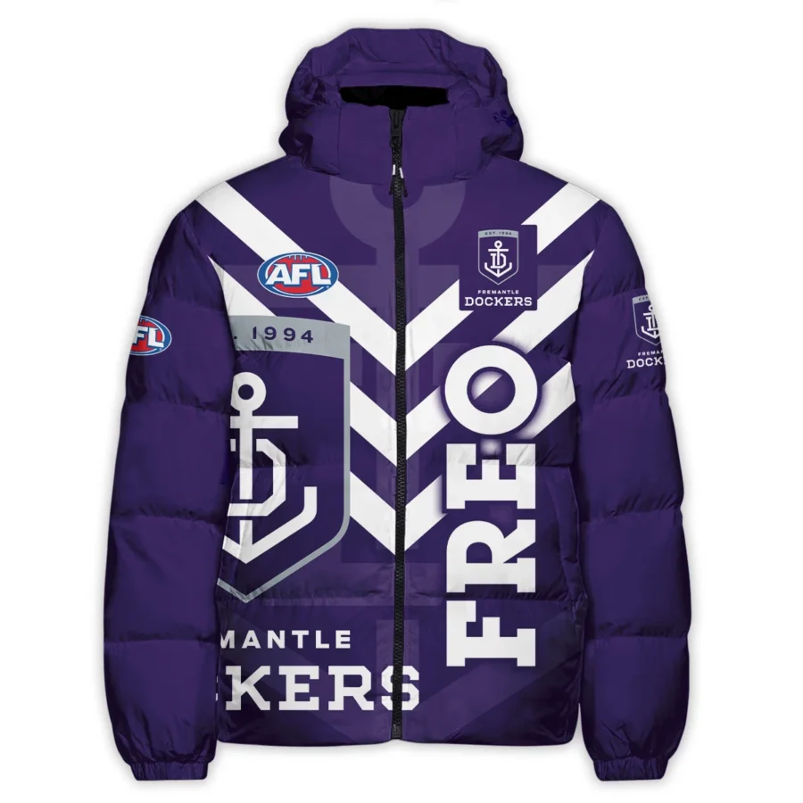 Fremantle Dockers Australian Football League Exclusive Logo Down & Puffer Jackets All Over Prints HOVA260525AFL13FRE - Image 2