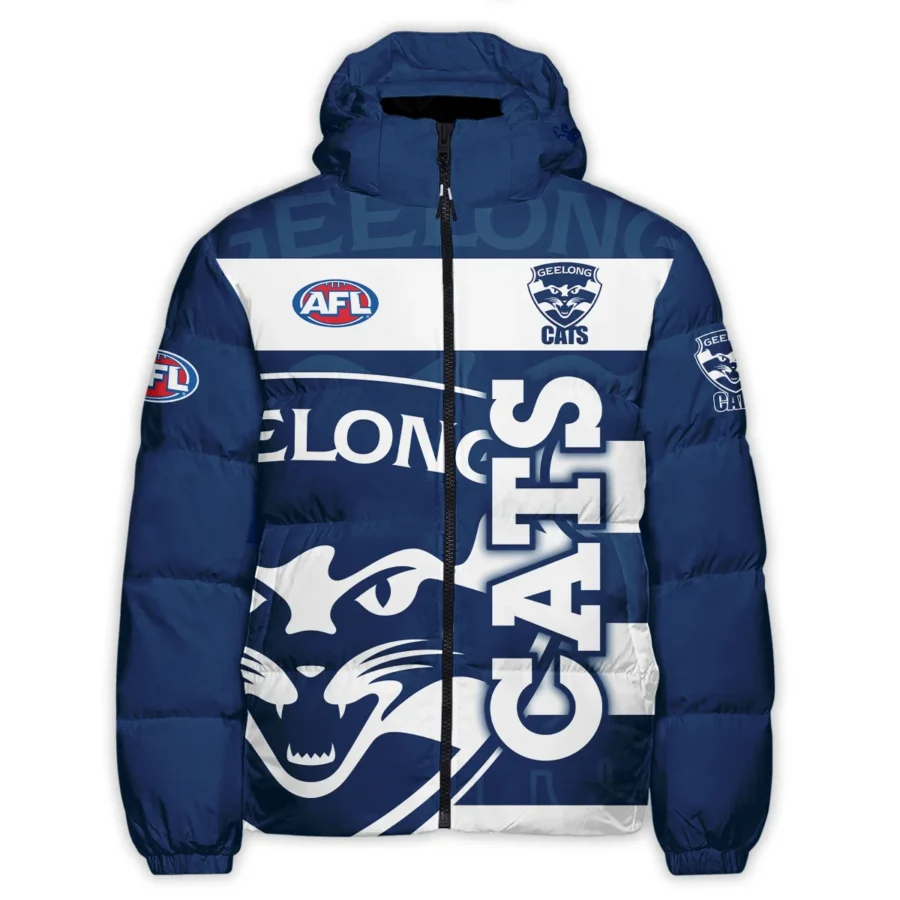 Geelong Cats Australian Football League Exclusive Logo Down & Puffer Jackets All Over Prints HOVA260525AFL13GEEL - Image 2