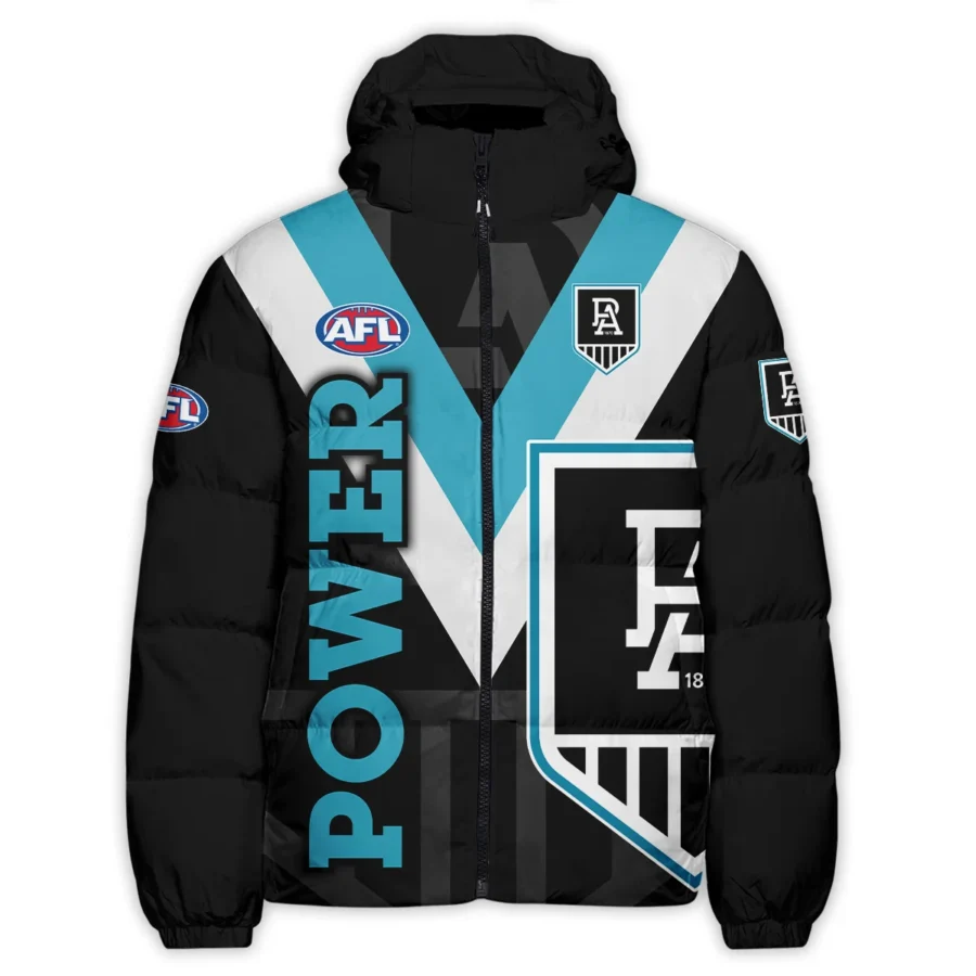 Port Adelaide Power Australian Football League Exclusive Logo Down & Puffer Jackets All Over Prints HOVA260525AFL13PORT - Image 2