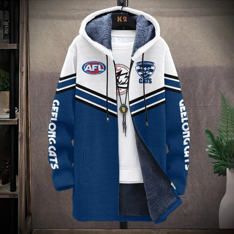 Geelong Cats Australian Football League Exclusive Logo Fleece Windbreaker HOAFL240525FW01GEEL