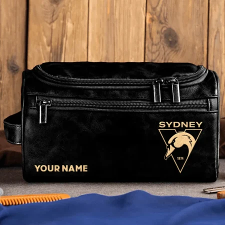 Sydney Swans AFL Exclusive Logo Personalized Leather Toiletry Bag HOAFL0090525LTB01SYD