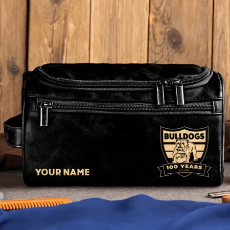 Western Bulldogs AFL Exclusive Logo Personalized Leather Toiletry Bag HOAFL0090525LTB01WB