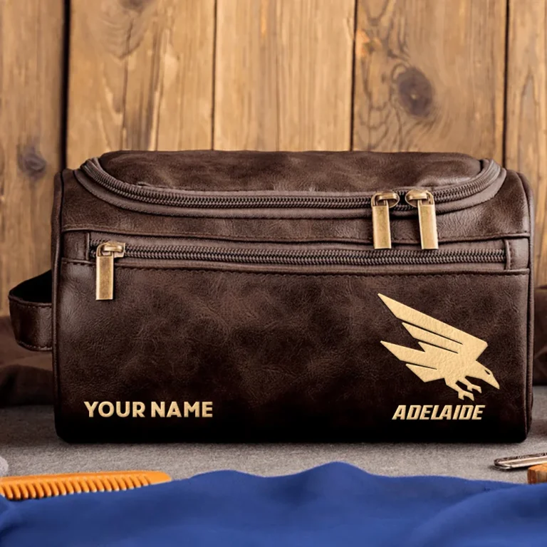 Adelaide Crows AFL Exclusive Logo Personalized Leather Toiletry Bag HOAFL0090525LTB01ADEL