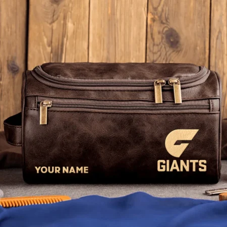 GWS Giants AFL Exclusive Logo Personalized Leather Toiletry Bag HOAFL0090525LTB01GWS