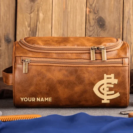 Carlton Blues AFL Exclusive Logo Personalized Leather Toiletry Bag HOAFL0090525LTB01CARL