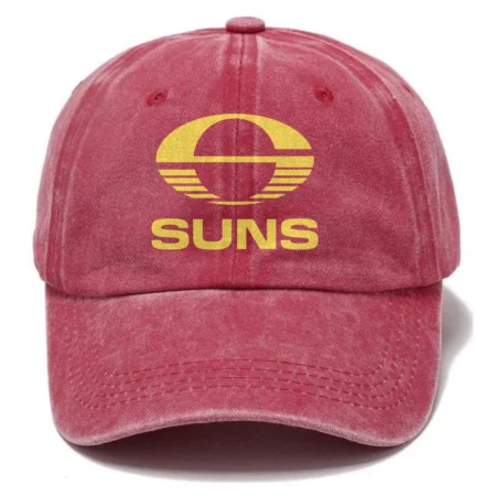 Gold Coast SUNS AFL Exclusive Logo Washed Cotton Baseball Cap - Printed With Box HOAFL100525BC01GCFC