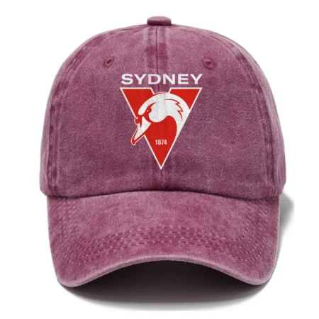 Sydney Swans AFL Exclusive Logo Washed Cotton Baseball Cap - Printed With Box HOAFL100525BC01SYD