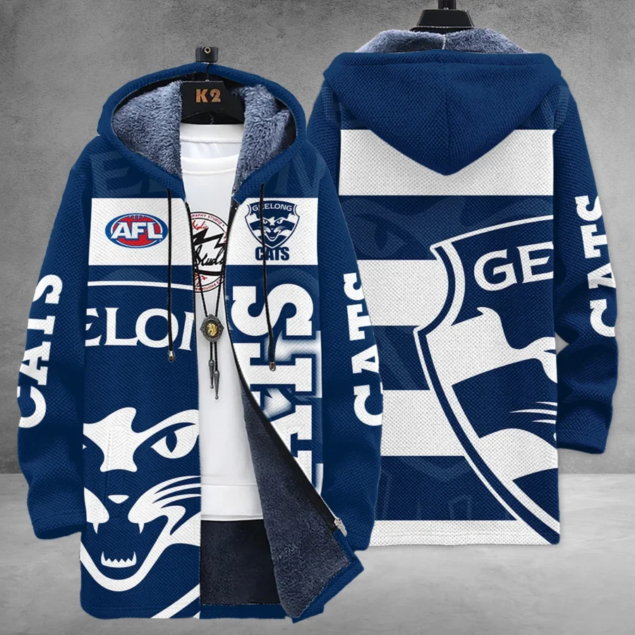 Geelong Cats Australian Football League Exclusive Logo Fleece Windbreaker HOAFL130525FW01GEEL - Image 3