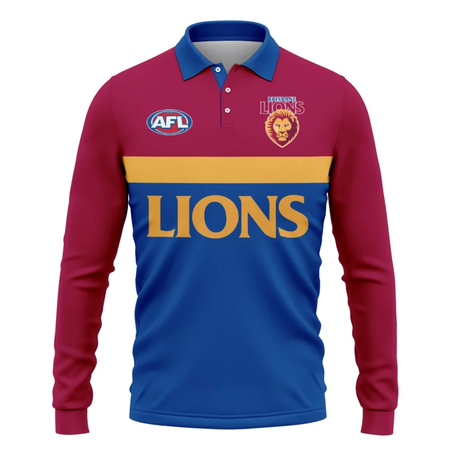 Brisbane Lions Australian Football League Exclusive Logo Long Polo Shirt HOAFL140525A01BLLPL