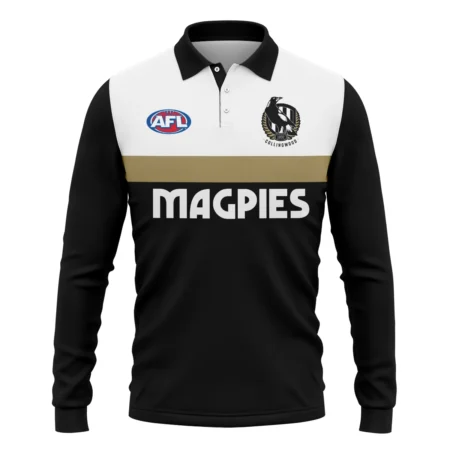 Collingwood Australian Football League Exclusive Logo Long Polo Shirt HOAFL140525A01COLLLPL