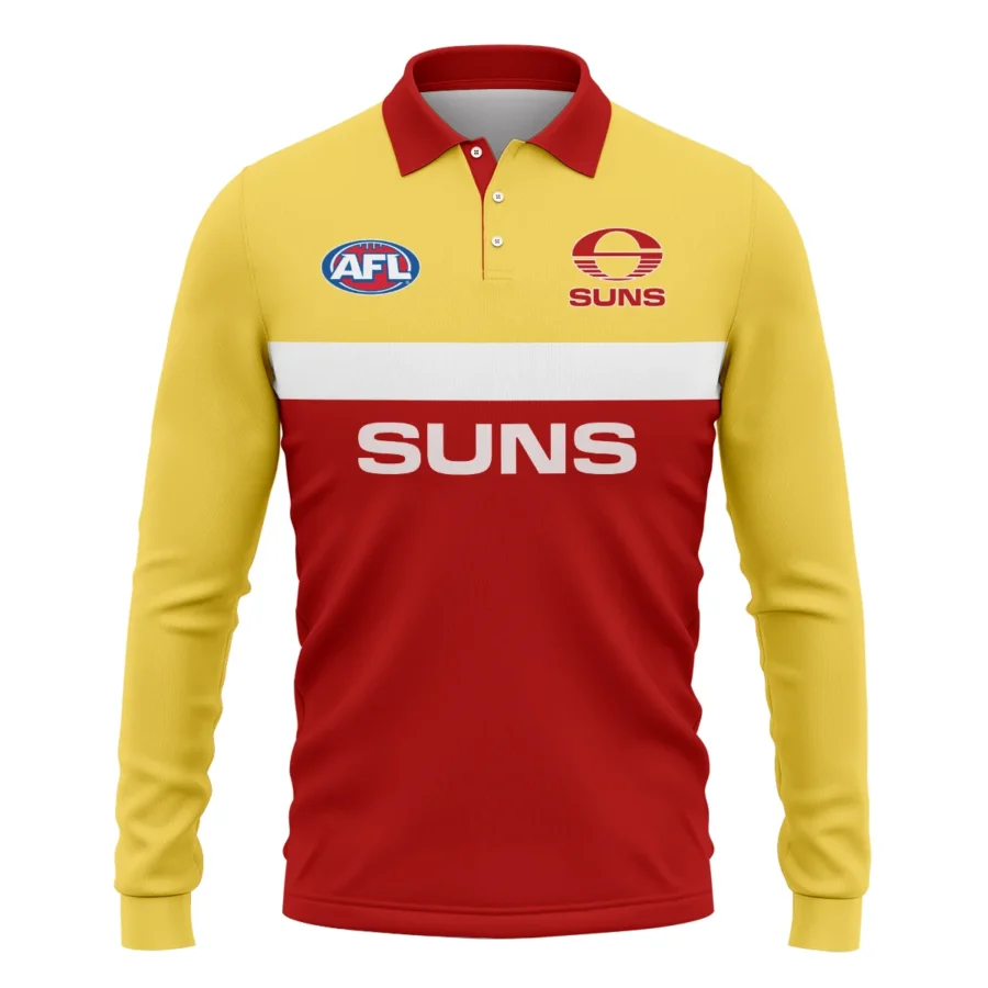 Gold Coast SUNS Australian Football League Exclusive Logo Long Polo Shirt HOAFL140525A01GCFCLPL
