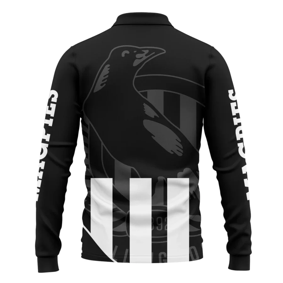 Collingwood Magpies Australian Football League Exclusive Logo Long Polo Shirt HOAFL130525A02COLLLPL - Image 2