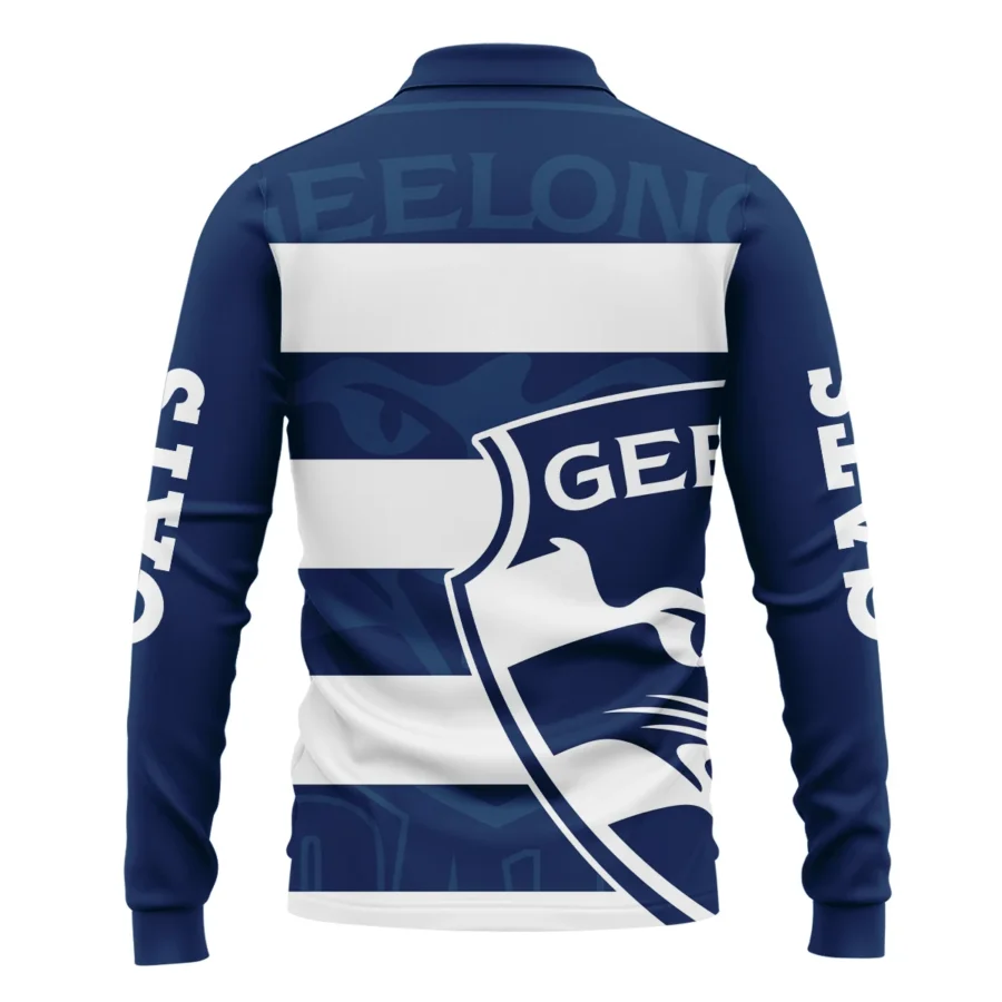Geelong Cats Australian Football League Exclusive Logo Long Polo Shirt HOAFL130525A02GEELLPL - Image 2