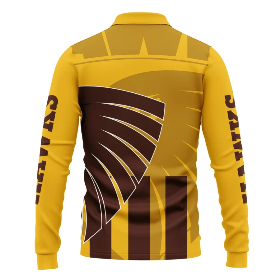 Hawthorn Hawks Australian Football League Exclusive Logo Long Polo Shirt HOAFL130525A02HAWLPL - Image 2