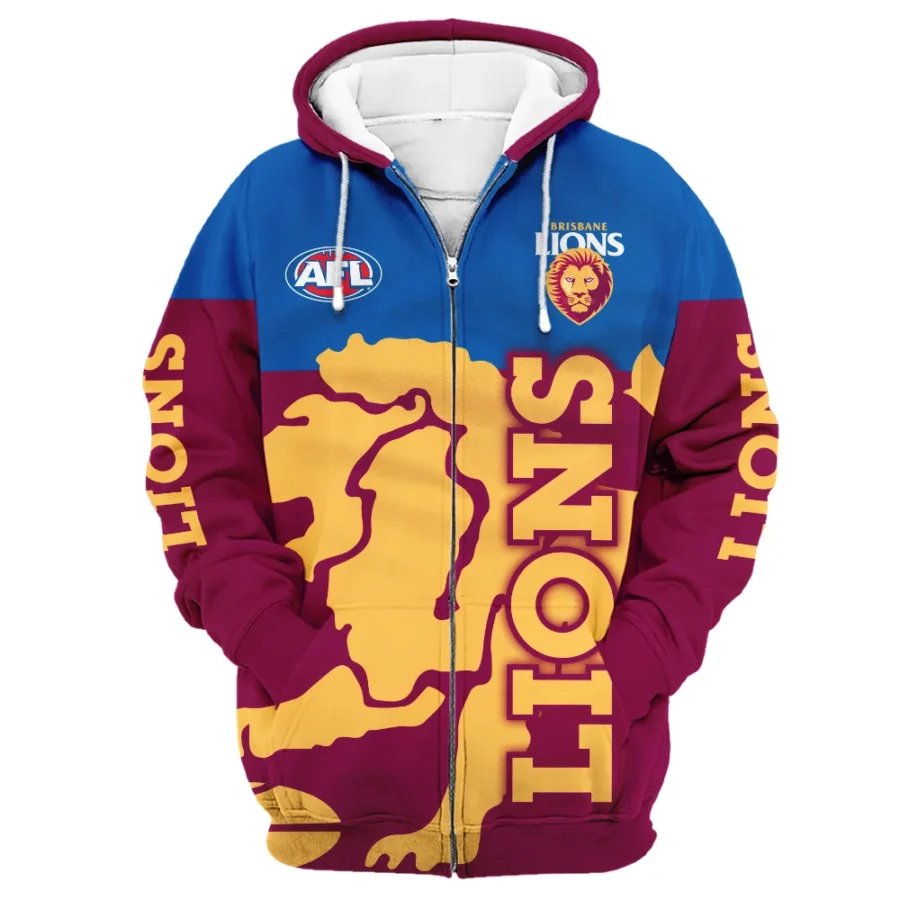 Brisbane Lions Australian Football League Exclusive Logo Zipper Hoodie HOAFL130525A02BLZHD