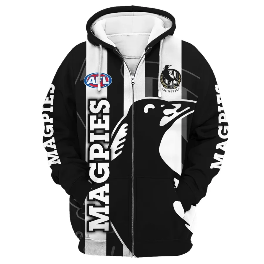 Collingwood Magpies Australian Football League Exclusive Logo Zipper Hoodie HOAFL130525A02COLLZHD