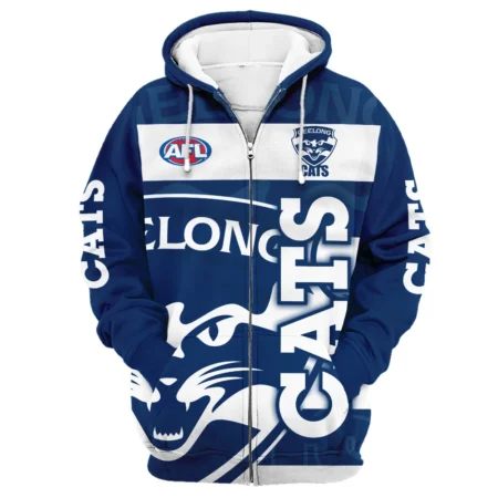 Geelong Cats Australian Football League Exclusive Logo Zipper Hoodie HOAFL130525A02GEELZHD