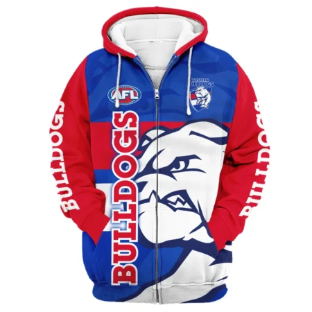 Western Bulldogs Australian Football League Exclusive Logo Zipper Hoodie HOAFL130525A02WBZHD