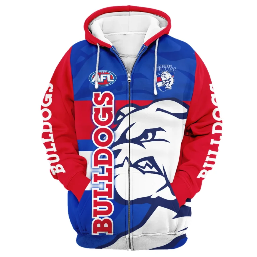 Western Bulldogs Australian Football League Exclusive Logo Zipper Hoodie HOAFL130525A02WBZHD