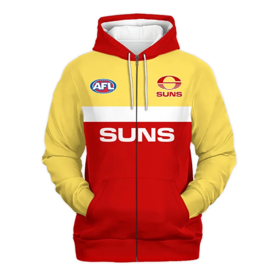 Gold Coast SUNS Australian Football League Exclusive Logo Zipper Hoodie HOAFL140525A01GCFCZHD