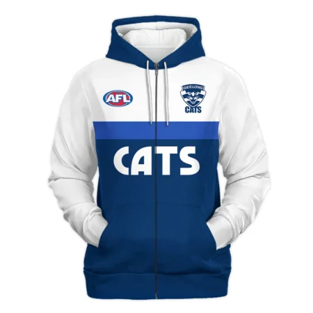 Geelong Cats Australian Football League Exclusive Logo Zipper Hoodie HOAFL140525A01GEELZHD