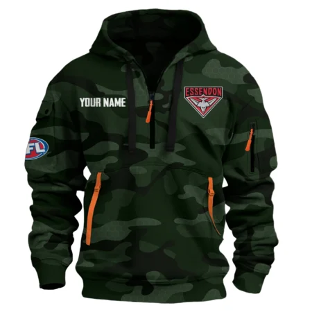 Essendon Bombers Australian Football League Exclusive Logo Hoodie Half Zipper HOAFL080525A01ESS