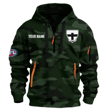 St Kilda Saints Australian Football League Exclusive Logo Hoodie Half Zipper HOAFL080525A01STK