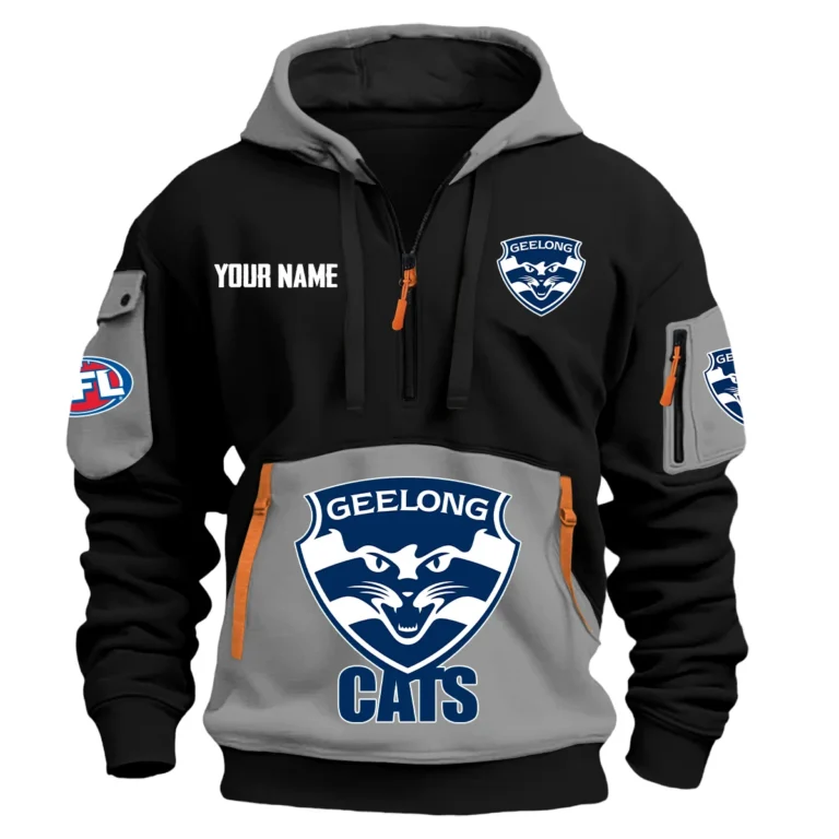 Geelong Cats Australian Football League Exclusive Logo Hoodie Half Zipper HOAFL0090525A01GEEL
