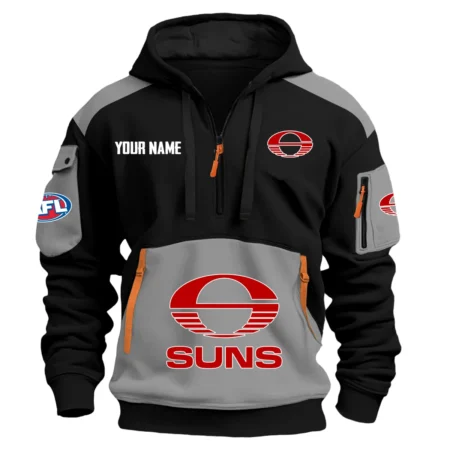Gold Coast SUNS Australian Football League Exclusive Logo Hoodie Half Zipper HOAFL190525A01GCFC