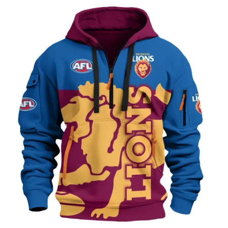 Brisbane Lions Australian Football League Exclusive Logo Hoodie Half Zipper HOAFL120525A01BL