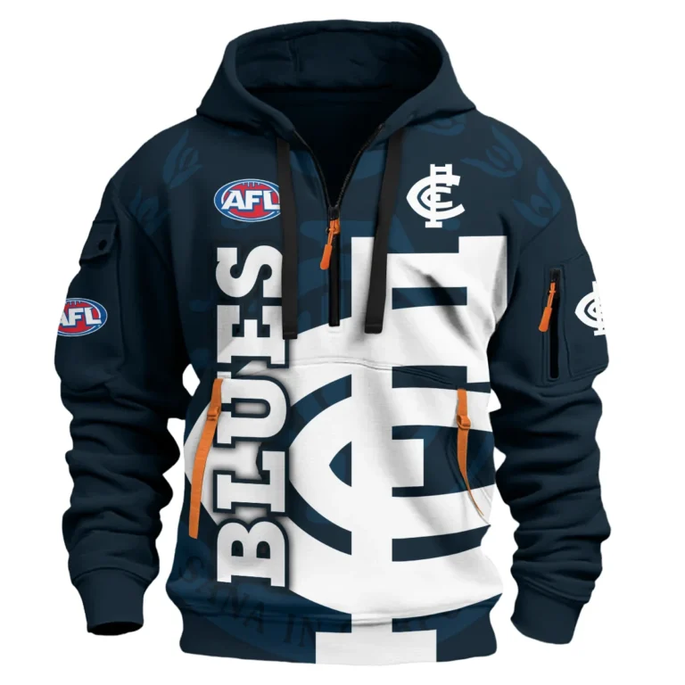 Carlton Blues Australian Football League Exclusive Logo Hoodie Half Zipper HOAFL120525A01CARL-1