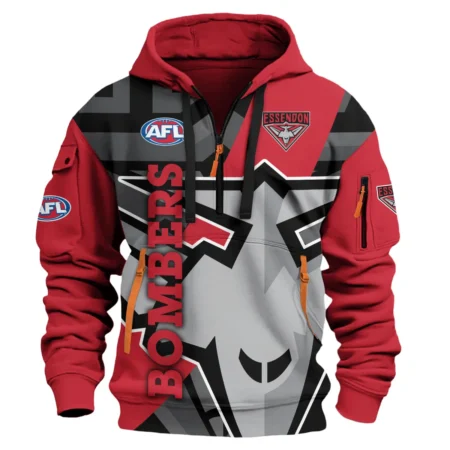 Essendon Bombers Australian Football League Exclusive Logo Hoodie Half Zipper HOAFL120525A01ESS