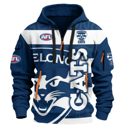 Geelong Cats Australian Football League Exclusive Logo Hoodie Half Zipper HOAFL120525A01GEEL