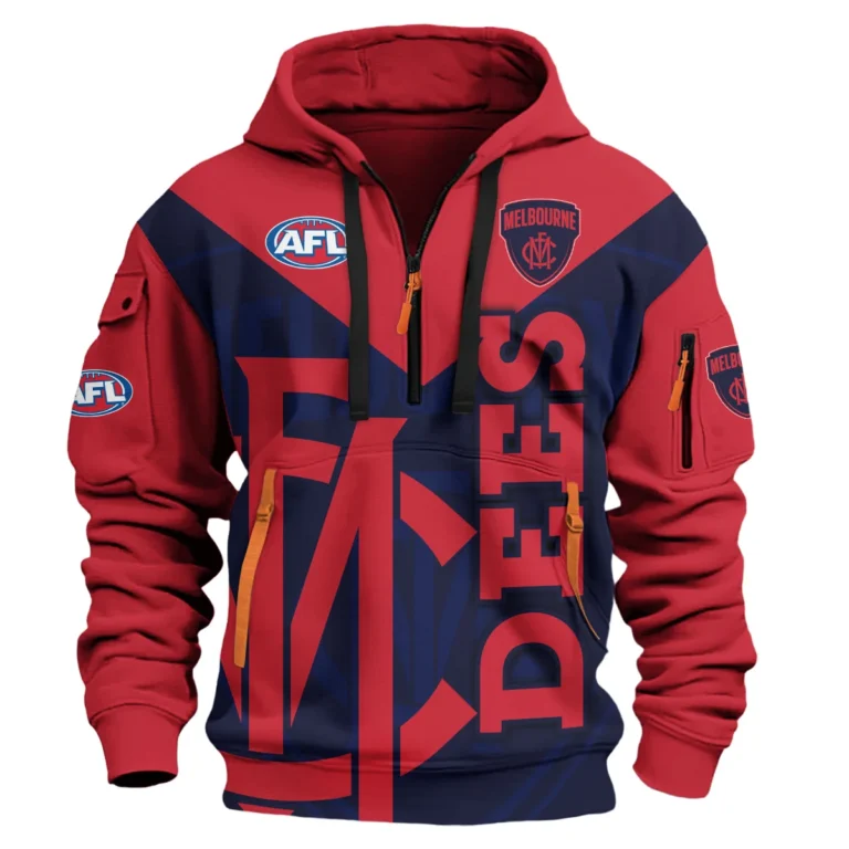Melbourne Demons Australian Football League Exclusive Logo Hoodie Half Zipper HOAFL120525A01MELB-1