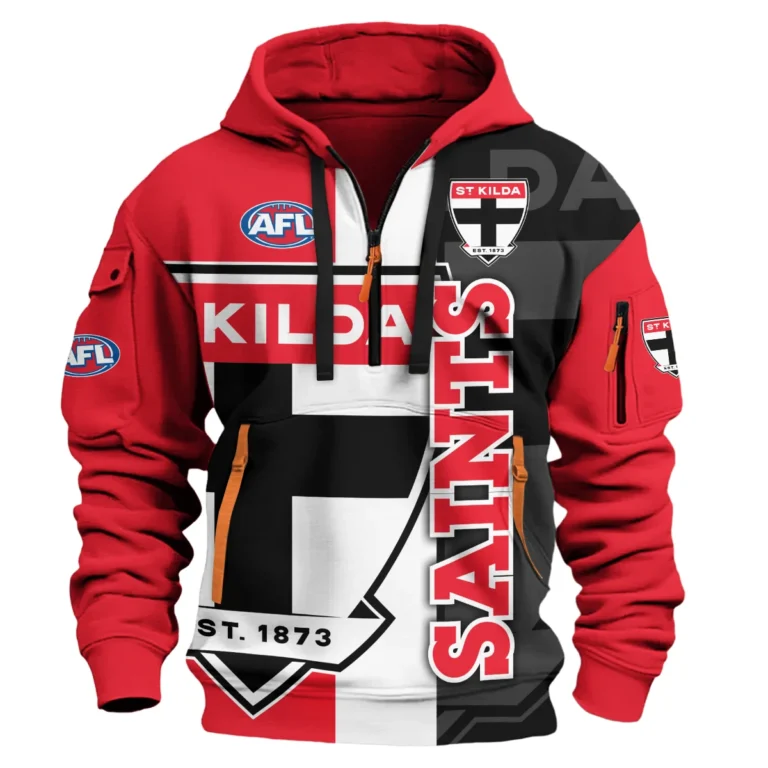 St Kilda Saints Australian Football League Exclusive Logo Hoodie Half Zipper HOAFL120525A01STK-1