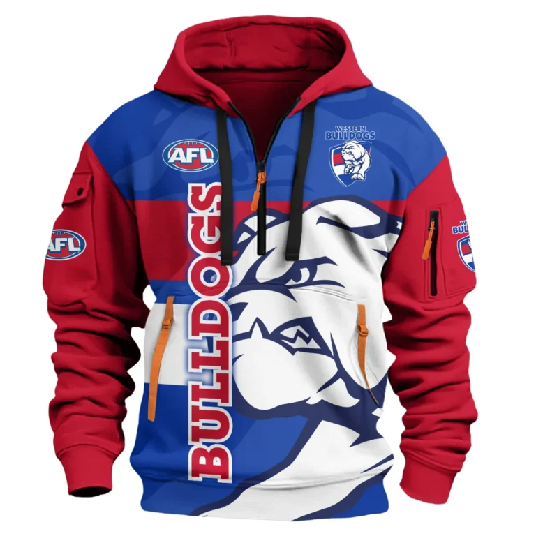Western Bulldogs Australian Football League Exclusive Logo Hoodie Half Zipper HOAFL120525A01WB-1
