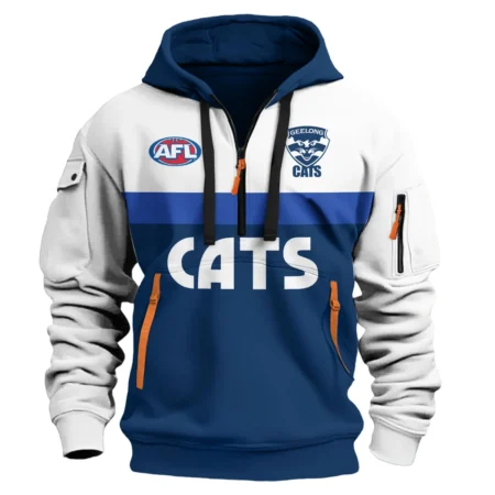 Geelong Cats Australian Football League Exclusive Logo Hoodie Half Zipper HOAFL140525A01GEELHDF