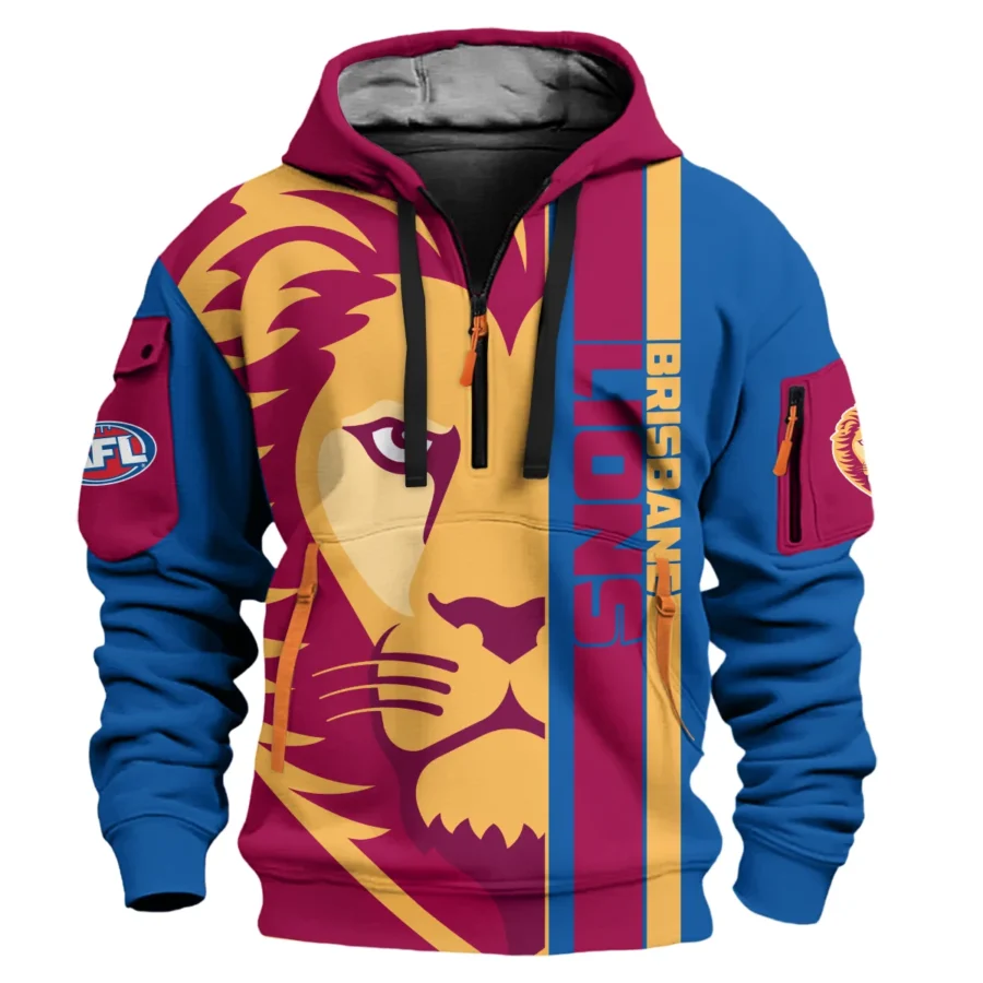 Brisbane Lions Australian Football League Exclusive Logo Hoodie Half Zipper HOAFL210525FW01BL