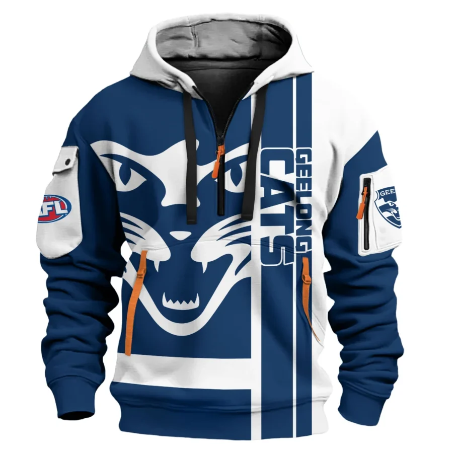 Geelong Cats Australian Football League Exclusive Logo Hoodie Half Zipper HOAFL210525FW01GEEL