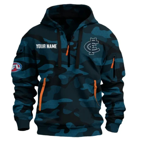 Carlton Blues Australian Football League Exclusive Logo Hoodie Half Zipper HOAFL080525A01CARL