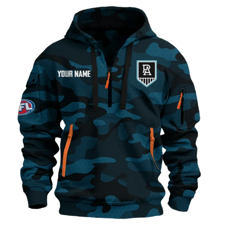 Port Adelaide Power Australian Football League Exclusive Logo Hoodie Half Zipper HOAFL080525A01PORT