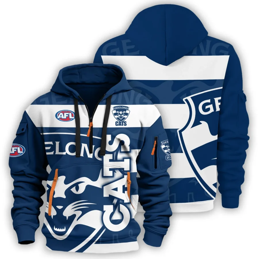 Geelong Cats Australian Football League Exclusive Logo Hoodie Half Zipper HOAFL120525A01GEEL - Image 3